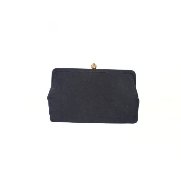 Vintage 1960s Navy Blue Convertible Clutch Gold Chain Handle & Snap Closure - Picture 4 of 12